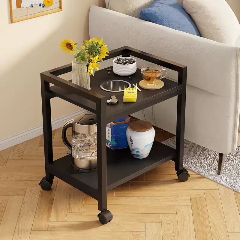 Modern Mobile Tea Table with Storage Shelf - Versatile Small Side Table for Living Room Sofa, Bedroom Nightstand, and Corner Decor - Image 2