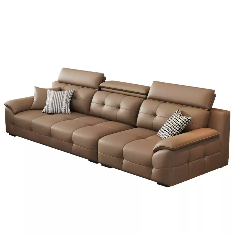 2025 New Model Modern Minimalist High Back Double Seater Three Seater Genuine Leather Sofa with Cat Scratch Resistant Design for Contemporary Living Rooms - Image 4