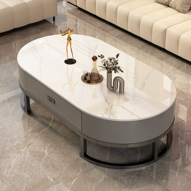 2025 New Minimalist Easy Rock Slab Tea Table for Living Room, Compact Home Use Small Marble Style Light Luxury High-End Feel Coffee Table - Image 6