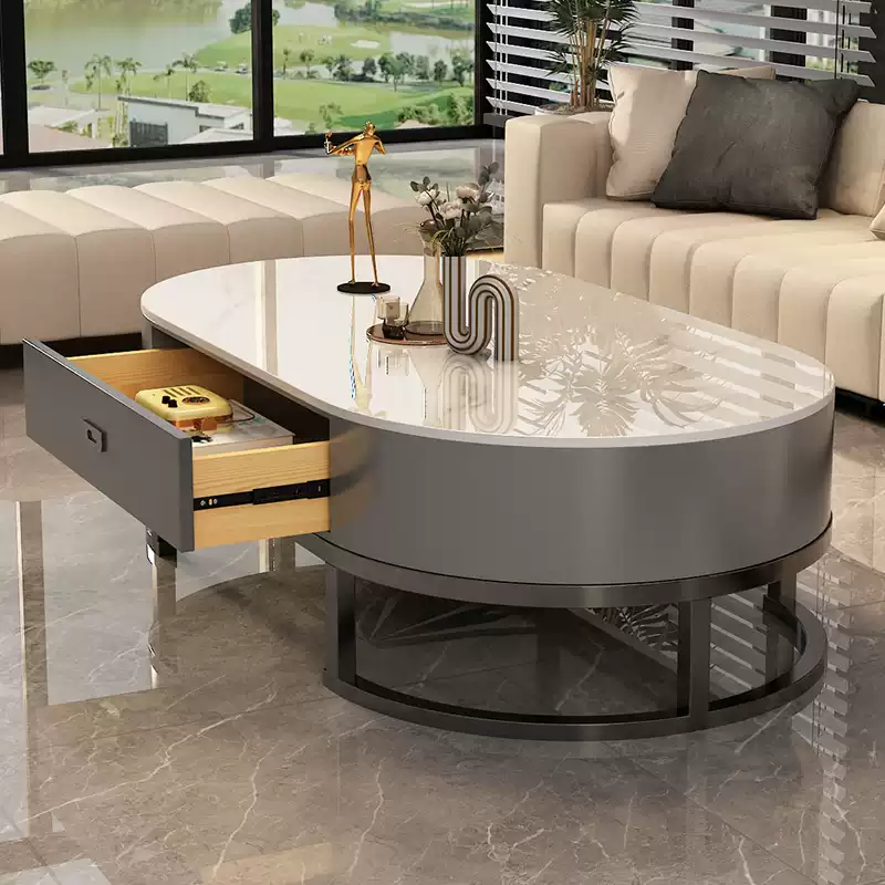 2025 New Minimalist Easy Rock Slab Tea Table for Living Room, Compact Home Use Small Marble Style Light Luxury High-End Feel Coffee Table - Image 3