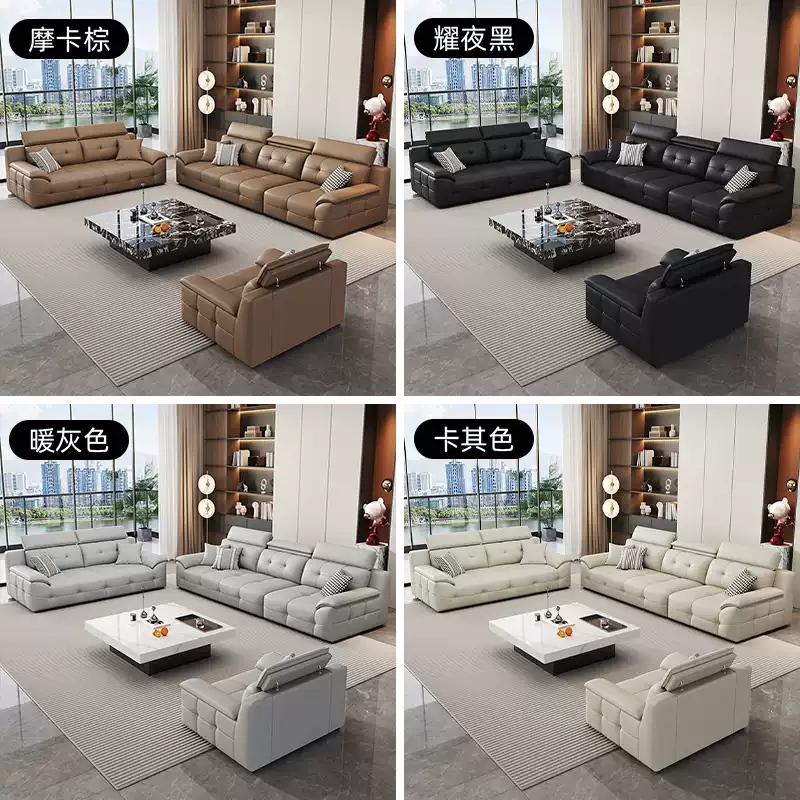 2025 New Model Modern Minimalist High Back Double Seater Three Seater Genuine Leather Sofa with Cat Scratch Resistant Design for Contemporary Living Rooms - Image 3