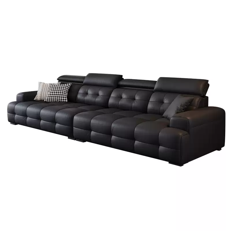 2025 New High-Back Lazy Sofa Recliner, 3-4 Seater Straight Row Living Room Couch with Lumbar Support, Genuine Leather Upholstery, Modern Design for Comfort and Style - Image 4