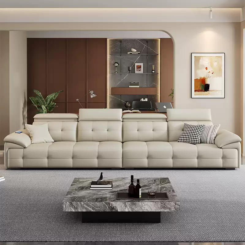 2025 New Italian Light Luxury Sofa - Modern Compact Self-Adjusting High Backrest Lazy Style Genuine Leather Living Room Furniture - Image 3