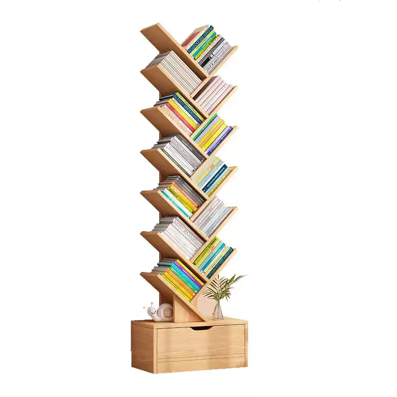 Creative Tree Bookshelf for Living Room and Bedroom - Multi-Layer Storage Shelf with Natural Wood Finish for Books, Decor, and Plant Display - Image 2