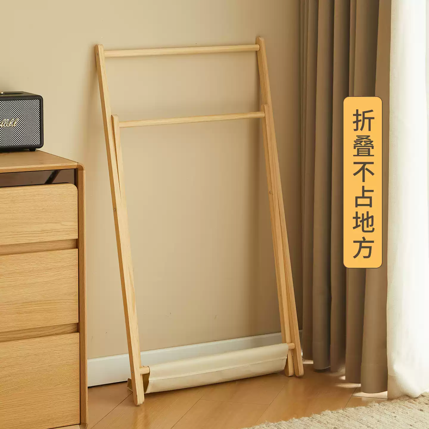 Modern Wooden Freestanding Wardrobe with Hanging Rod and Storage Shelves - Foldable Design for Bedroom and Closet Organization, Easy Assembly and Space-Saving Solution - Image 4