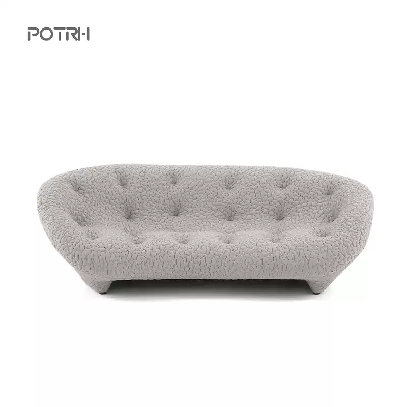 Ploum Sofa - Innovative Asymmetrical Design, Creative Arc-Shaped Living Room Furniture, Popular Shell-Inspired Red Fabric Sofa for Modern Home Decor - Image 3