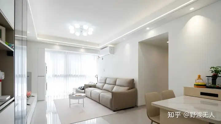 Renovated living room with lighting
