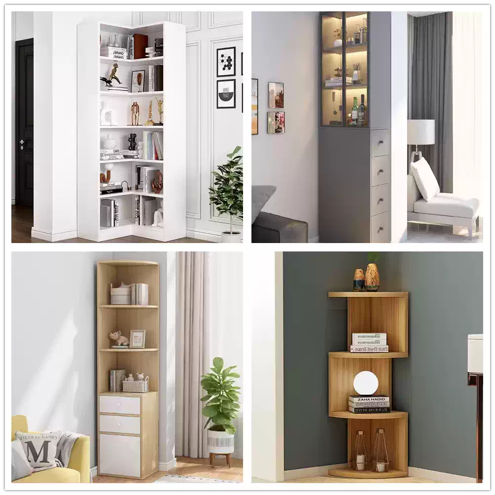 Premium Aluminum Alloy Corner Bookcase with Narrow Gap Design for Living Room and Study - Space-Saving Wall-Mounted Triangular Storage Cabinet - Image 3