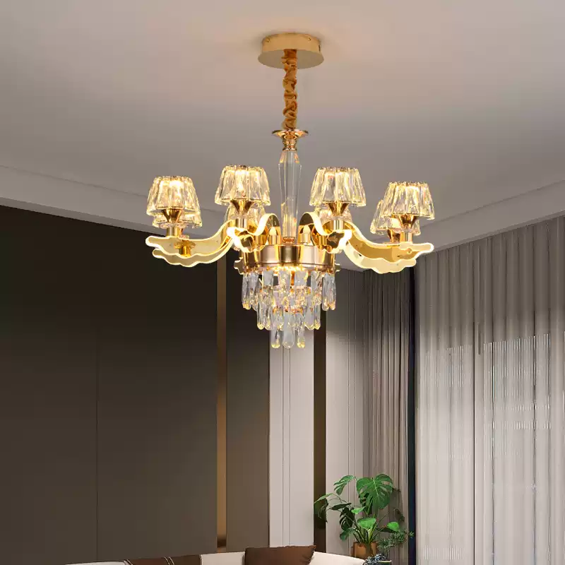 Modern Luxury Living Room Chandelier - Elegant Ceiling Light with Crystal Accents for Contemporary Home Decor, Stylish Dining Room Lighting Fixture with Adjustable Arms and Warm LED Illumination - Image 4
