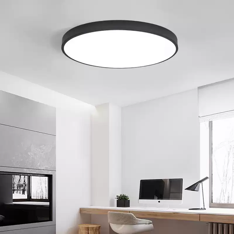 Rectangular living room lamp black and white simple modern LED bedroom ceiling lamp dining room round balcony study lamp - Image 3
