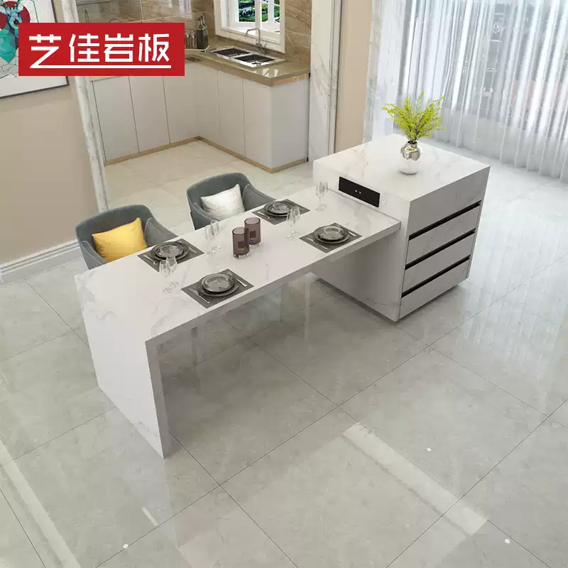 Premium Extendable Kitchen Island Dining Table with Luxury Marble Top - Elegant Open-Concept Design for Spacious Homes and Modern Living - Image 2