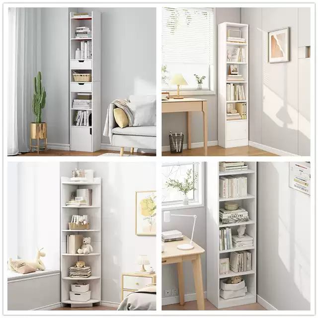 Premium Aluminum Alloy Corner Bookcase with Narrow Gap Design for Living Room and Study - Space-Saving Wall-Mounted Triangular Storage Cabinet - Image 4