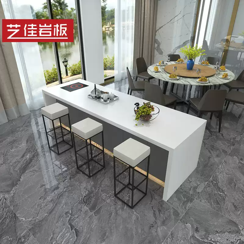 Custom Kitchen Island Bar Table with Integrated Countertop and Minimalist Design - Compact Open-Concept Dining Solution for Small Spaces - Image 4