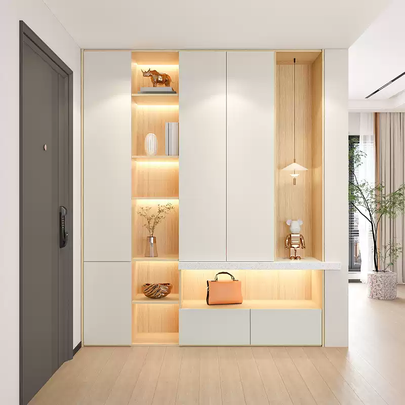 Customizable Modern Entryway Shoe Cabinet with Gold Accents - Space-Saving Storage Solution for Hallway and Living Room - Image 2