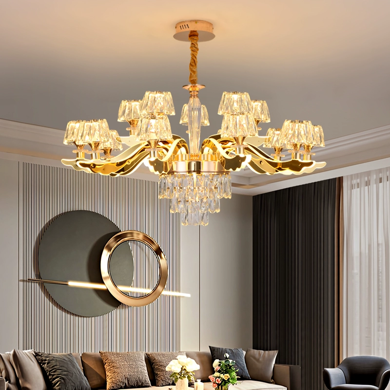 Modern Luxury Living Room Chandelier - Elegant Ceiling Light with Crystal Accents for Contemporary Home Decor, Stylish Dining Room Lighting Fixture with Adjustable Arms and Warm LED Illumination - Image 6
