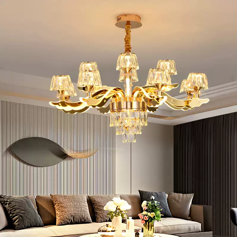 Modern Luxury Living Room Chandelier - Elegant Ceiling Light with Crystal Accents for Contemporary Home Decor, Stylish Dining Room Lighting Fixture with Adjustable Arms and Warm LED Illumination - Image 3