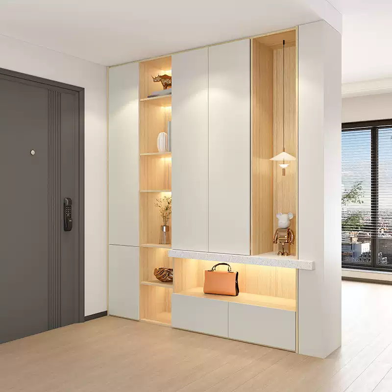 Customizable Modern Entryway Shoe Cabinet with Gold Accents - Space-Saving Storage Solution for Hallway and Living Room - Image 3