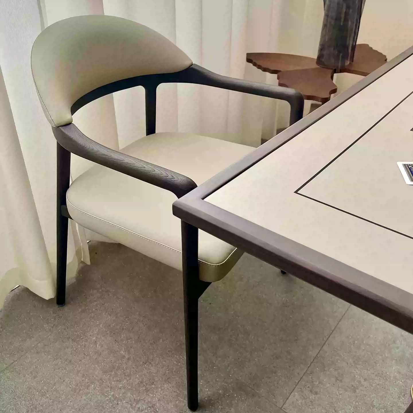 2025 New Chinese Style Solid Wood Mahjong Table with Egg-Shaped Design - Classic Hu Tao Wood Living Room Leisure Game Table for Card and Mahjong Playing - Image 2