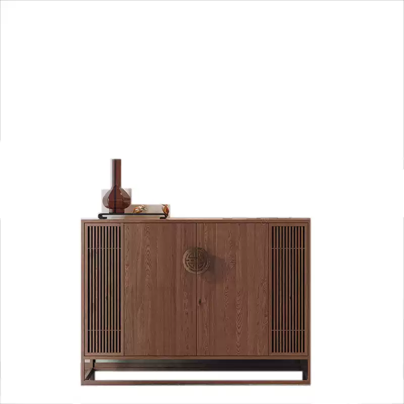 Chinese Style Solid Wood Xuan Guan Cabinet Peach Red Hotel Dining Sideboard Decorative Cabinet High-End Entrance Hall Shoe Storage Cabinet - Image 5