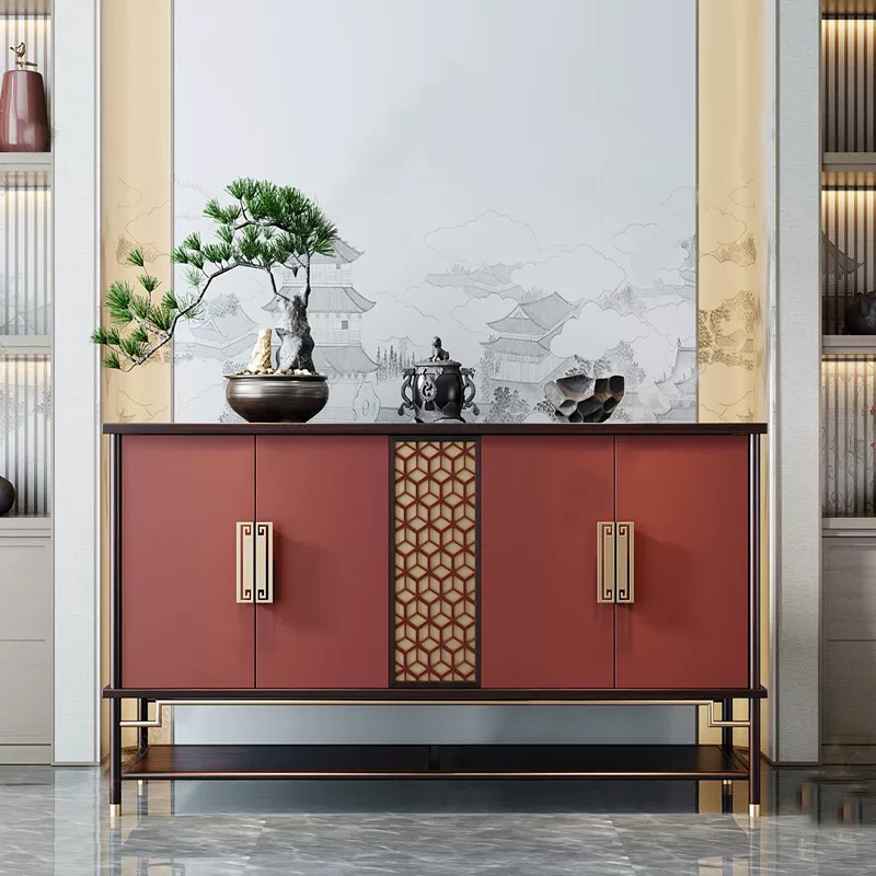 Modern Chinese Style Solid Wood Xuan Guan Cabinet - Elegant Dining Sideboard with Door Hall Partition Decorative Cabinet for Balcony Storage - Image 6