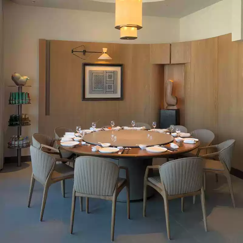 Modern Chinese Style Hotel Restaurant Electric Dining Table Large Round Table Conference Room Package with 2 Chairs and 3 Solid Wood Rock Board Dining Table Chair Set - Image 3