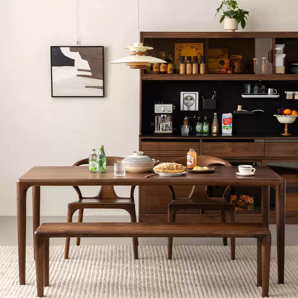 North American Black Walnut Dining Table - Solid Wood Rectangular Scandinavian Home Furniture for Dining, Study, and Tea - Image 2