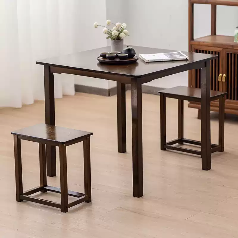 Solid Wood Black Walnut Square Dining Table - Compact Modern Design for Small Spaces, Perfect for Dining, Study, or Hotel Use, Featuring a Stylish and Durable Four-Legged Structure with a Rich Dark Finish. - Image 2