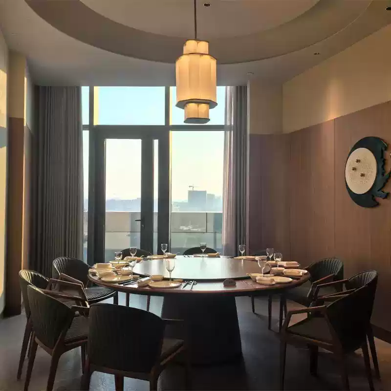 Modern Chinese Style Hotel Restaurant Electric Dining Table Large Round Table Conference Room Package with 2 Chairs and 3 Solid Wood Rock Board Dining Table Chair Set - Image 5