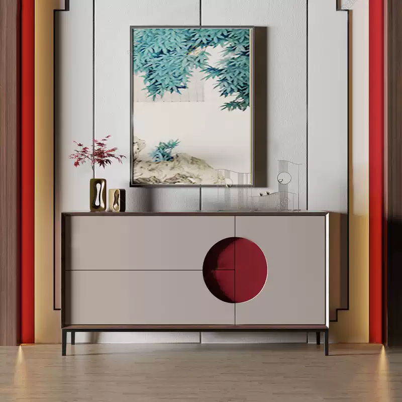 Modern Chinese Style Solid Wood Xuan Guan Cabinet - Elegant Dining Sideboard with Door Hall Partition Decorative Cabinet for Balcony Storage - Image 4