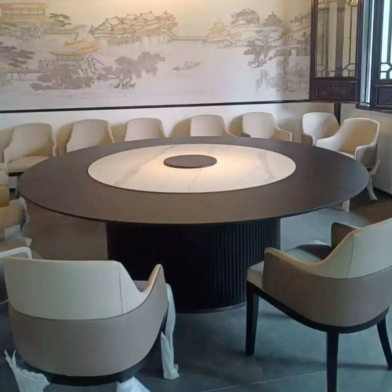 Premium Electric Large Round Marble Dining Table with 32-Inch Diameter for Hotel Banquet Halls, Restaurants, and Private Rooms, Seating 15-20 People, Elegant and Functional Design - Image 2