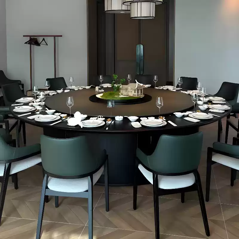 Premium Electric Large Round Marble Dining Table with 32-Inch Diameter for Hotel Banquet Halls, Restaurants, and Private Rooms, Seating 15-20 People, Elegant and Functional Design - Image 4