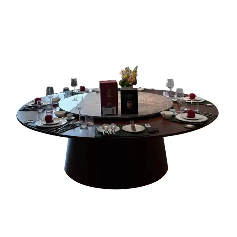 Premium Electric Large Round Marble Dining Table with 32-Inch Diameter for Hotel Banquet Halls, Restaurants, and Private Rooms, Seating 15-20 People, Elegant and Functional Design - Image 5
