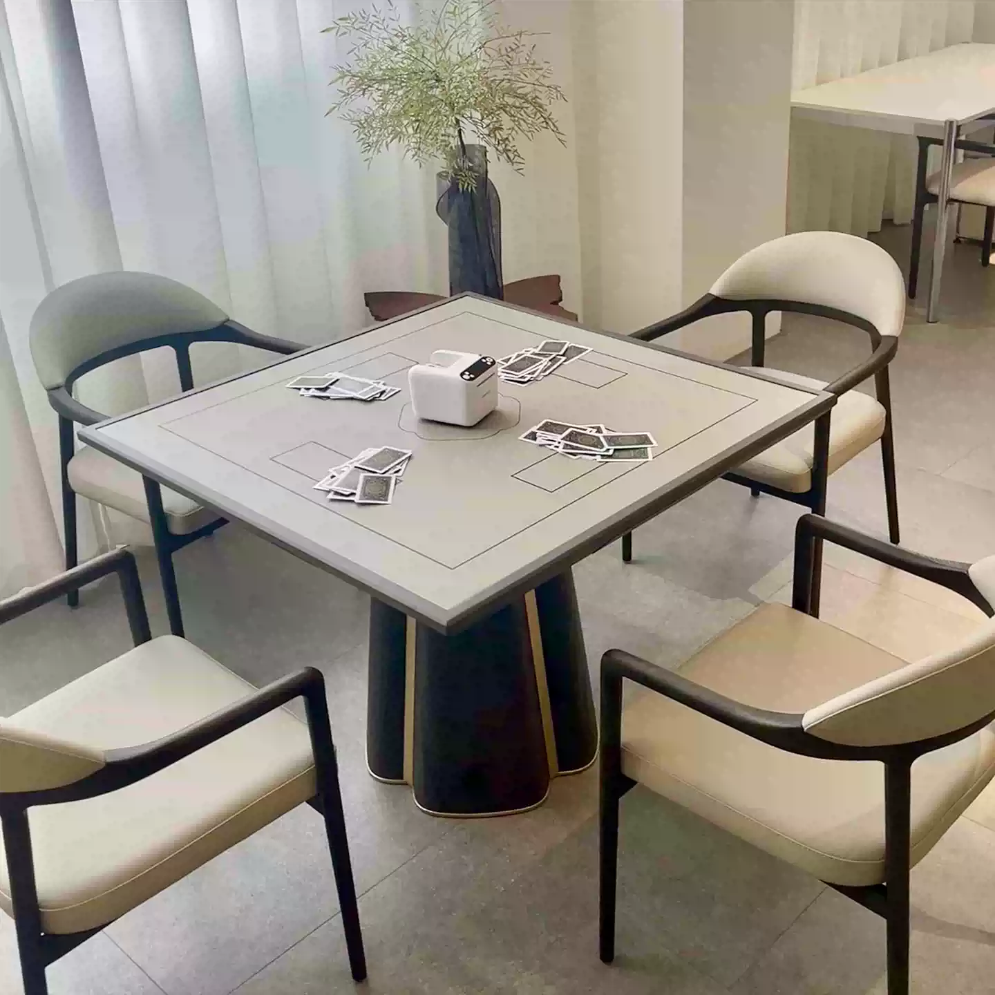 2025 New Chinese Style Solid Wood Mahjong Table with Egg-Shaped Design - Classic Hu Tao Wood Living Room Leisure Game Table for Card and Mahjong Playing - Image 3