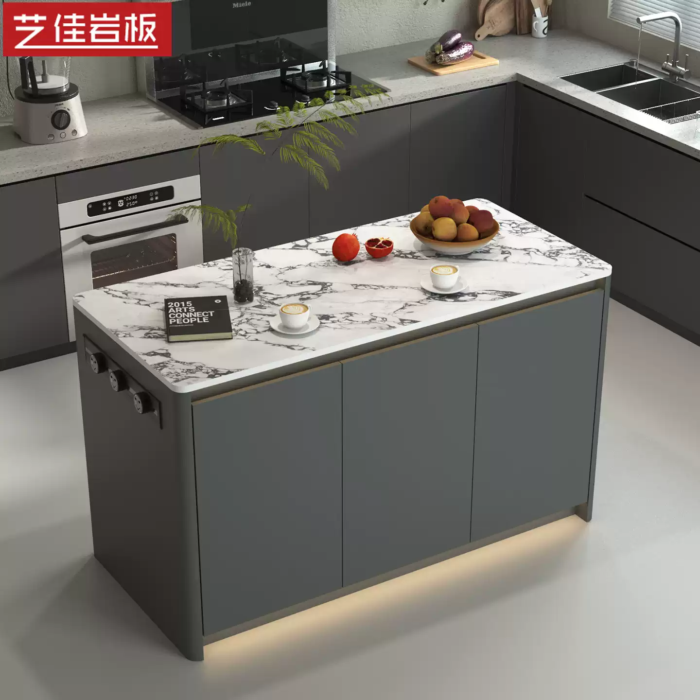 Modern Minimalist Dining Table with Solid Rock Slab Island Design - Sleek Home Furniture for Contemporary Living Rooms, High-End Light Luxury Style by Designer Collection - Image 3