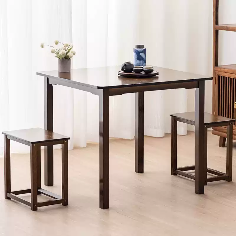 Solid Wood Black Walnut Square Dining Table - Compact Modern Design for Small Spaces, Perfect for Dining, Study, or Hotel Use, Featuring a Stylish and Durable Four-Legged Structure with a Rich Dark Finish. - Image 3