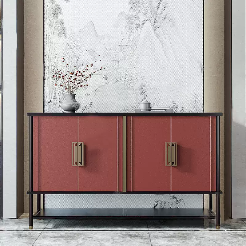 Modern Chinese Style Solid Wood Xuan Guan Cabinet - Elegant Dining Sideboard with Door Hall Partition Decorative Cabinet for Balcony Storage - Image 3