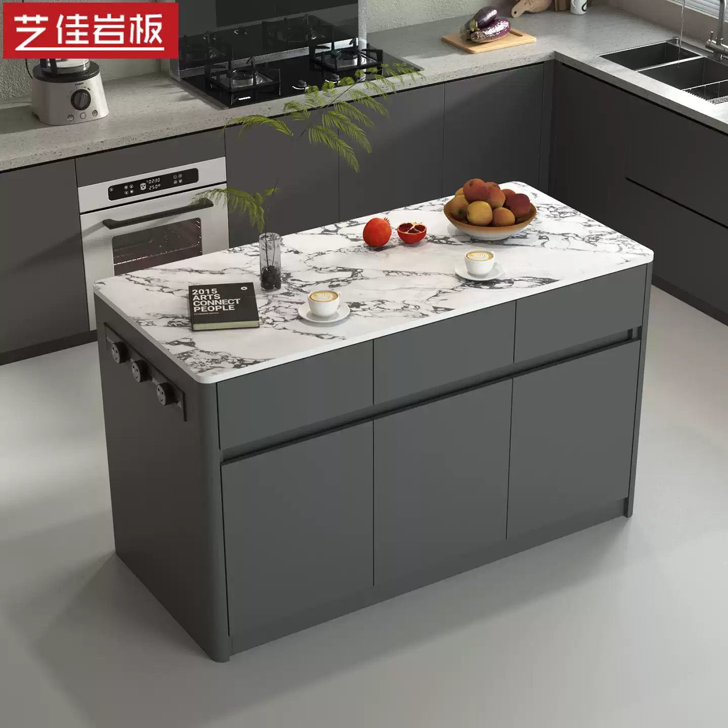 Modern Minimalist Dining Table with Solid Rock Slab Island Design - Sleek Home Furniture for Contemporary Living Rooms, High-End Light Luxury Style by Designer Collection - Image 2