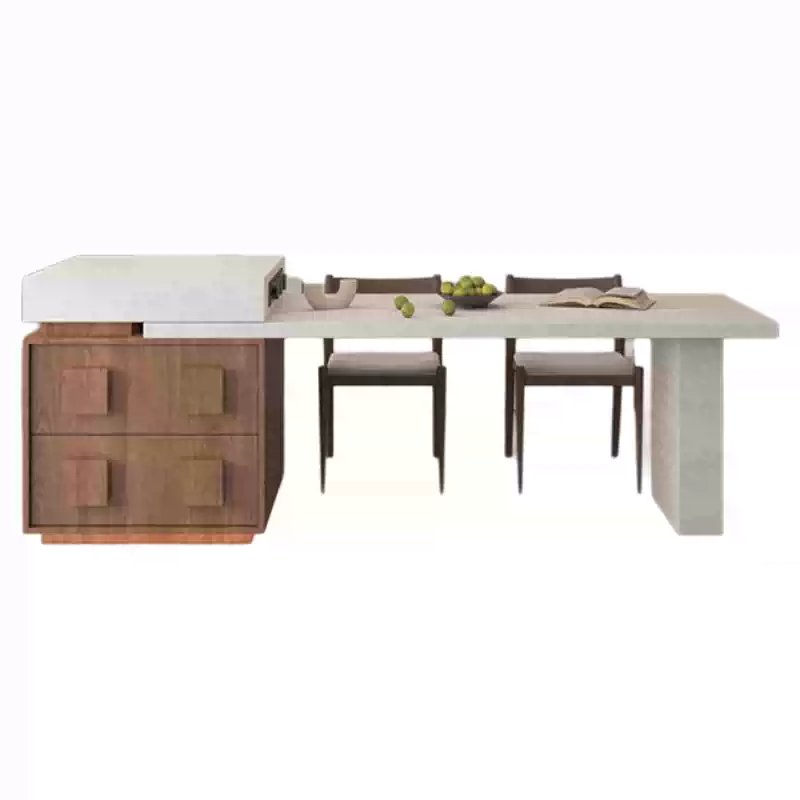 New Style Natural Stone Kitchen Island with Integrated Dining Table - Multi-Functional Open Kitchen Design with Storage Cabinet Combination - Image 5