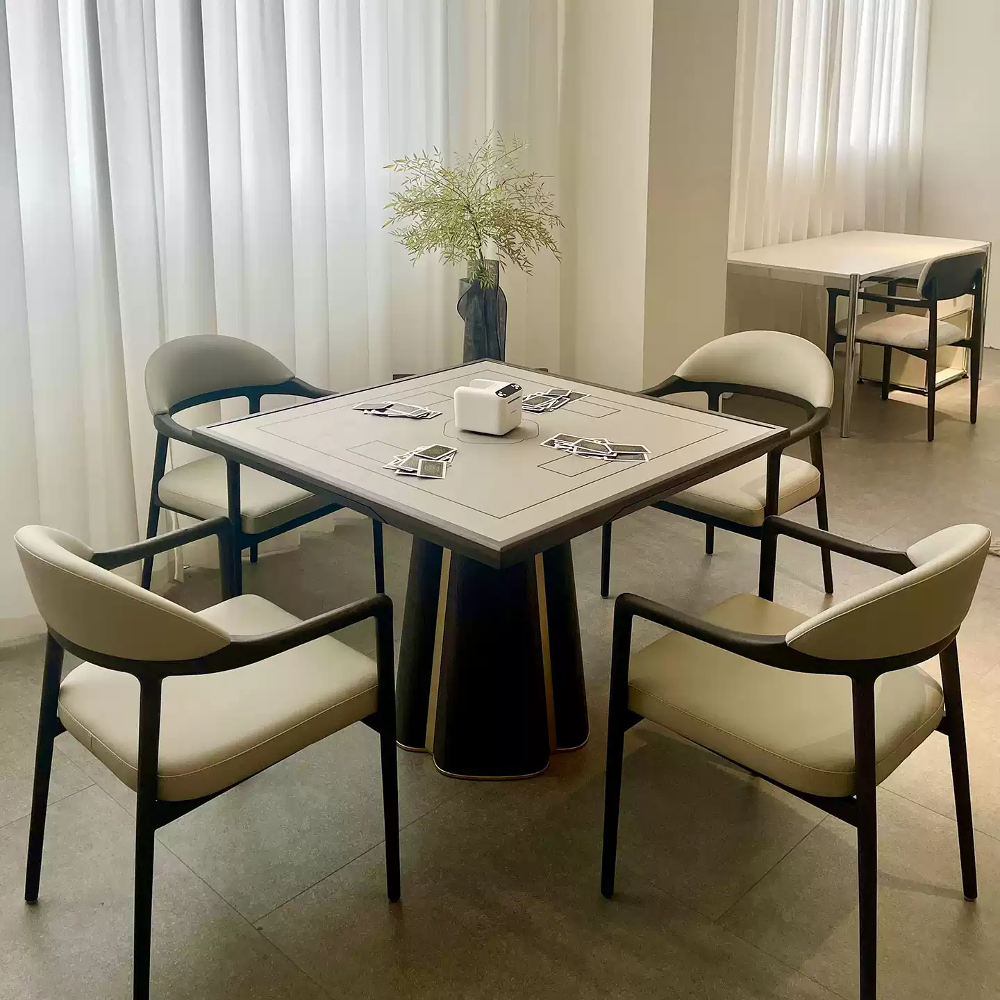 2025 New Chinese Style Solid Wood Mahjong Table with Egg-Shaped Design - Classic Hu Tao Wood Living Room Leisure Game Table for Card and Mahjong Playing - Image 5