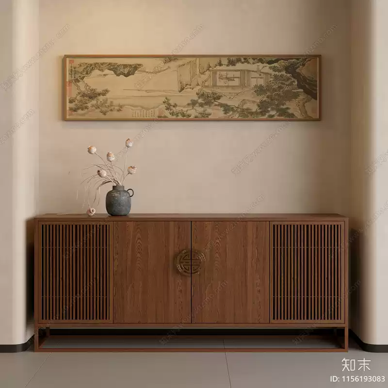 Chinese Style Solid Wood Xuan Guan Cabinet Peach Red Hotel Dining Sideboard Decorative Cabinet High-End Entrance Hall Shoe Storage Cabinet - Image 4